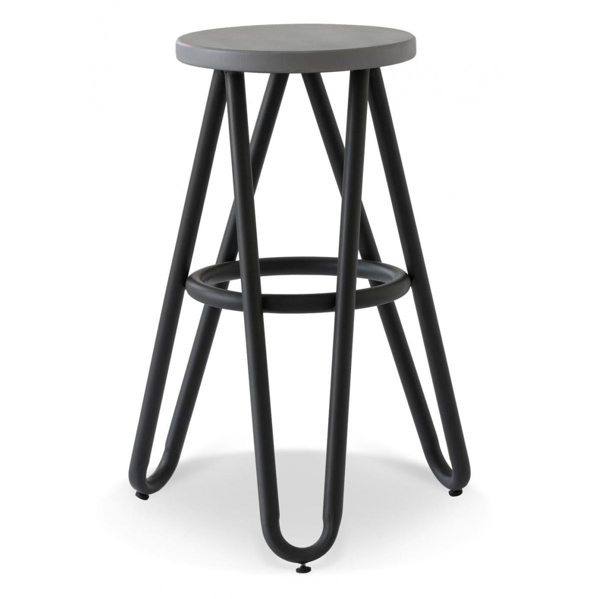 Tabouret bois métal noir 45x45x65cm -