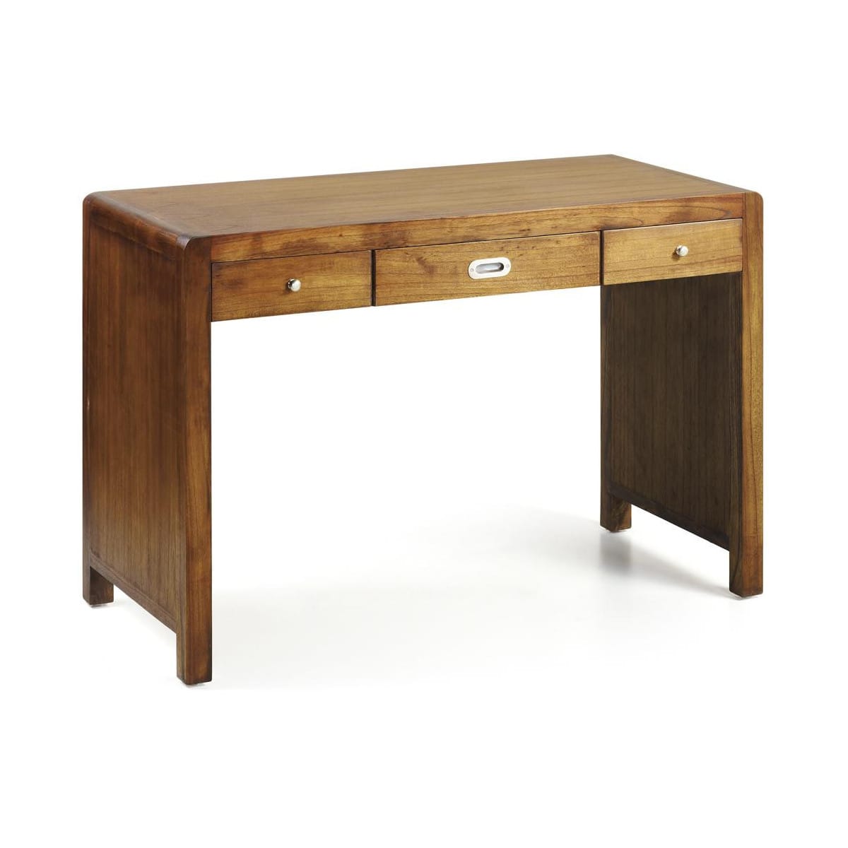 Bureau 3 tiroirs bois bronze marron 110x