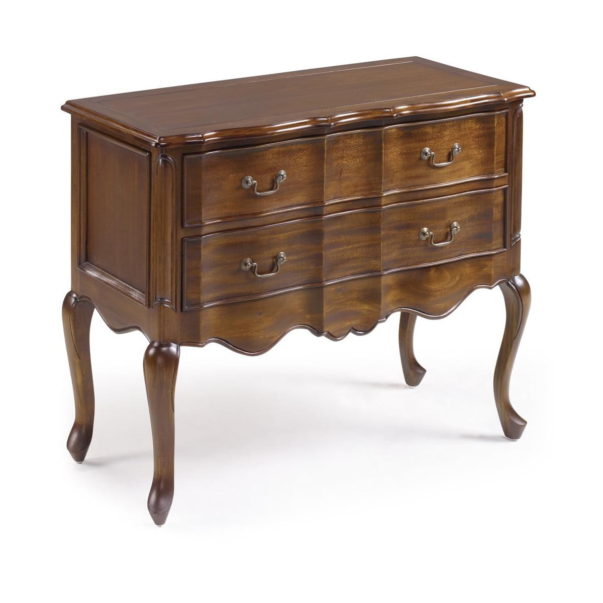 Commode 2 tiroirs bois bronze marron