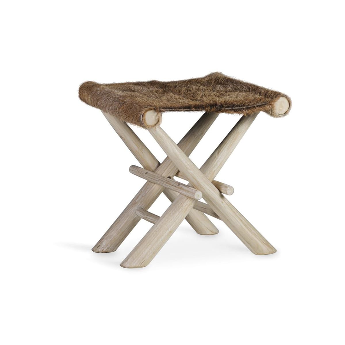 Tabouret bois cuir blanc 47x40x45cm - bo