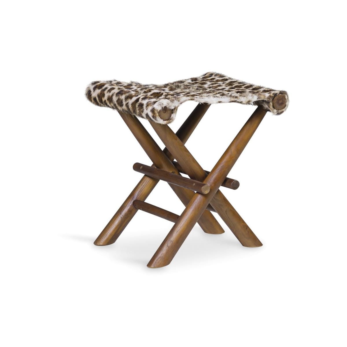 Tabouret bois cuir marron 48x40x45cm