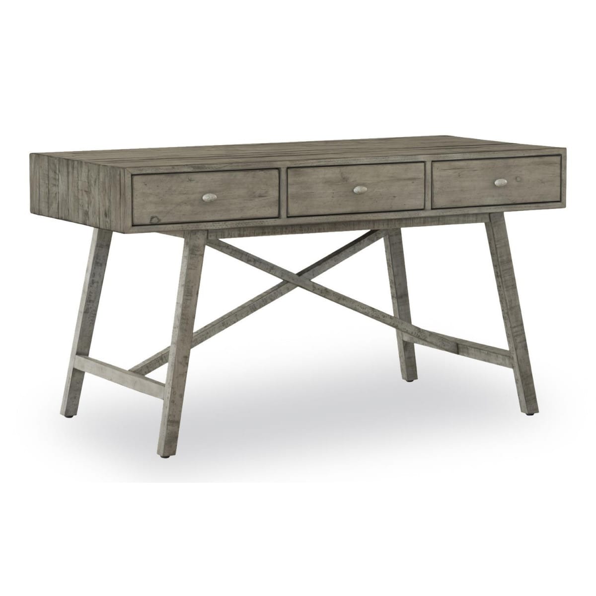 Console 3 tiroirs bois gris 142.5x78.5x2