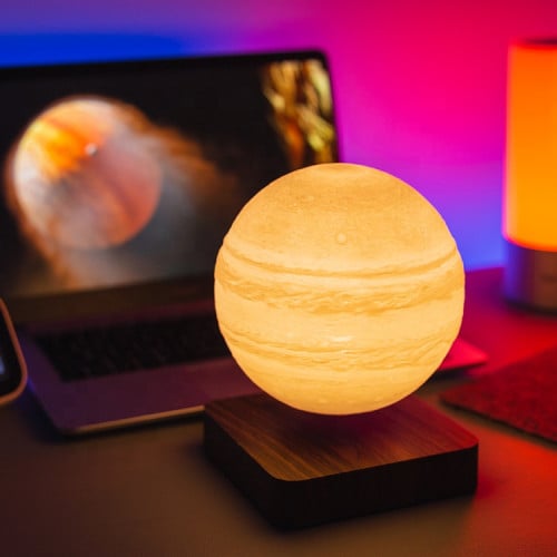 Globe jupiter 3d en lévitation base bois