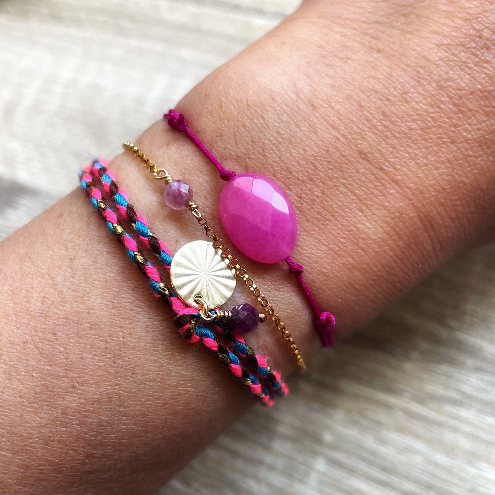 Coffret trio de bracelets roses