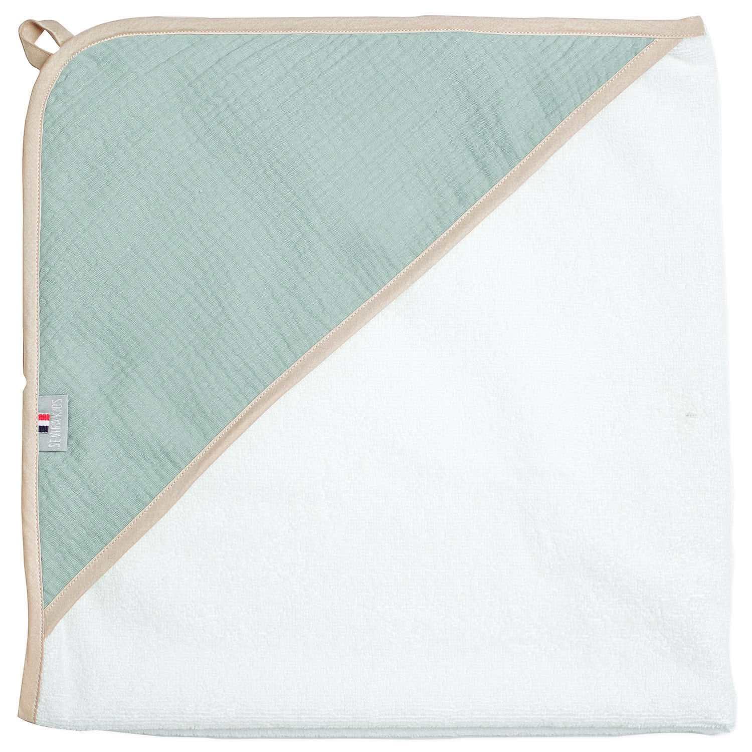 Cape de bain en gaze de coton  vert de