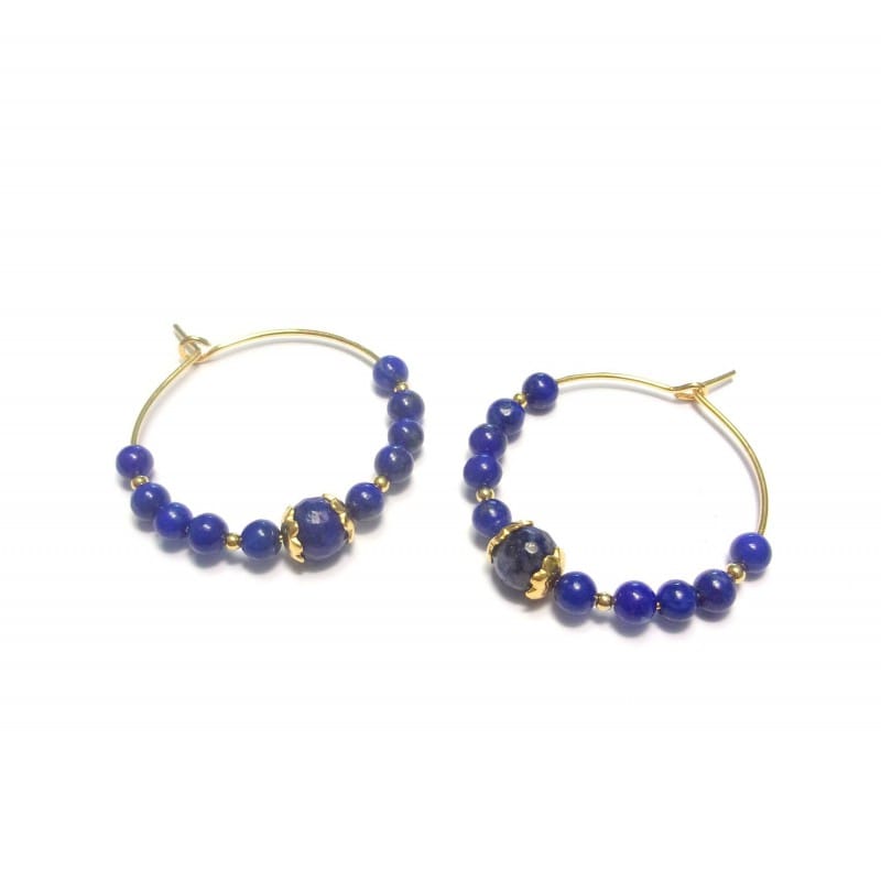 Créoles lapis-lazuli argent 925 doré