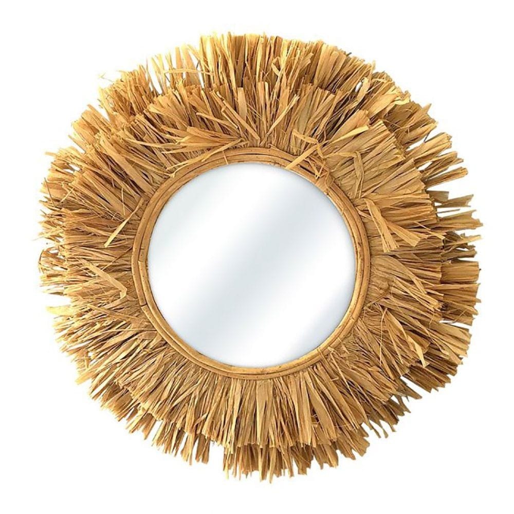 Miroir rond raphia d48