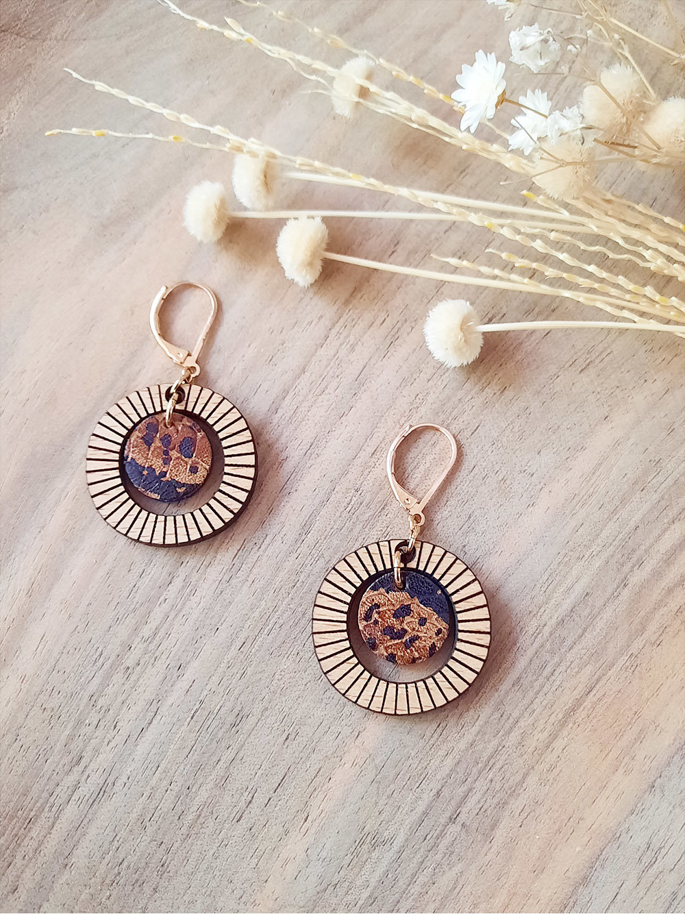 Boucles d'oreilles bulle caramel