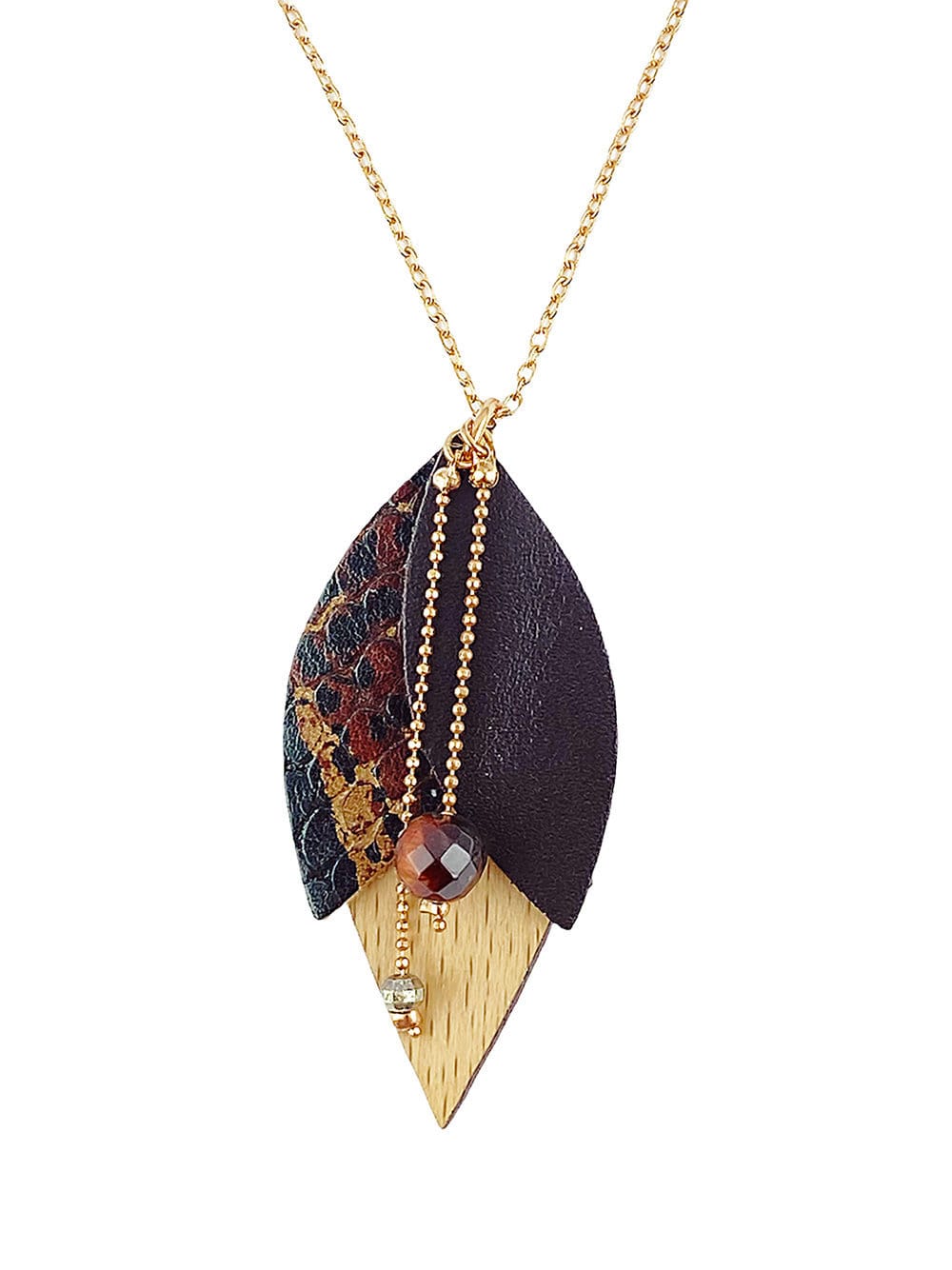 Collier en bois tulipe caramel