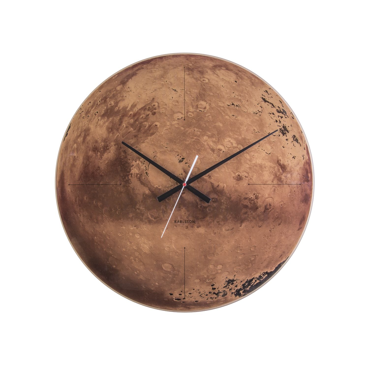 Horloge murale en verre mars - marron