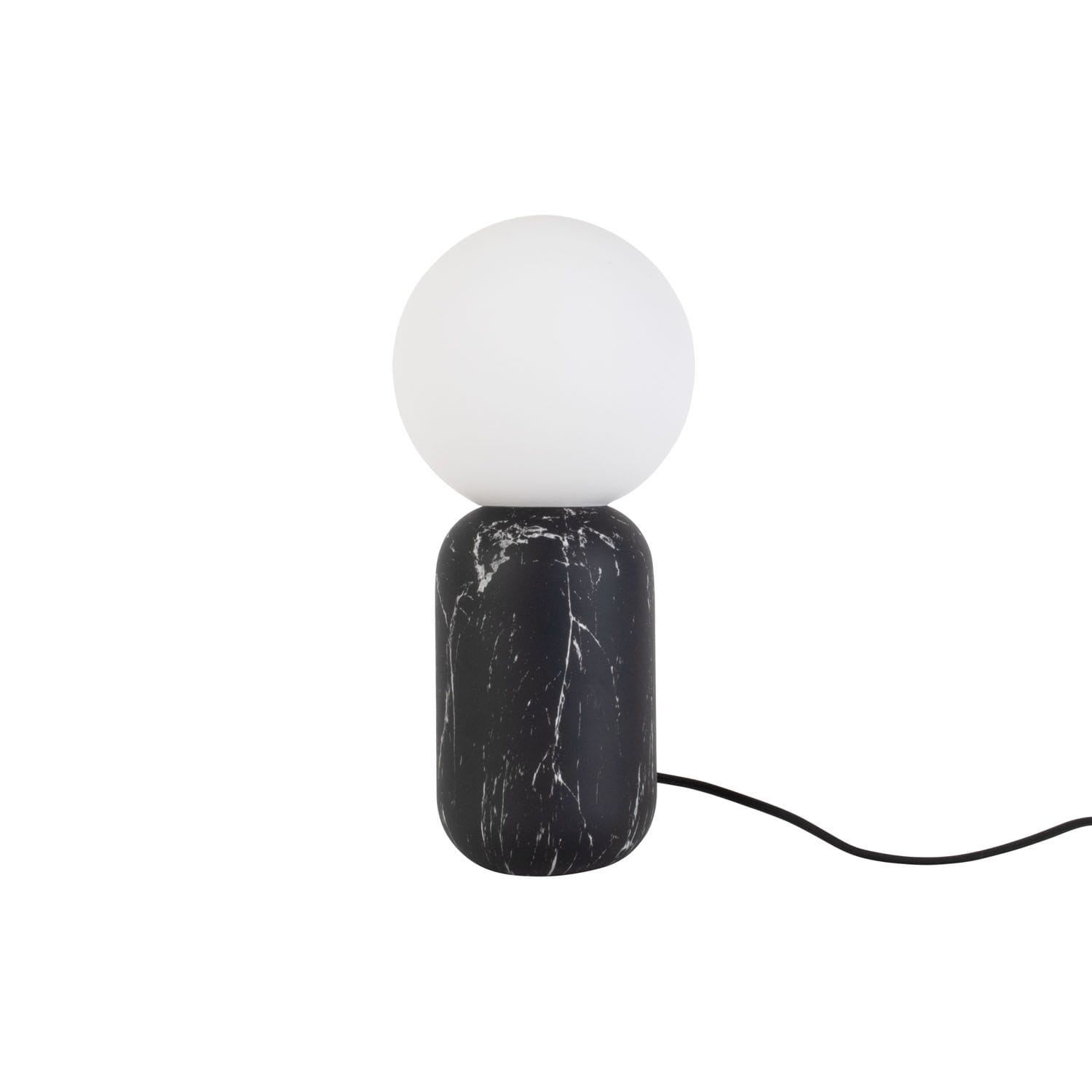 Lampe boule effet marbré h.32cm noir