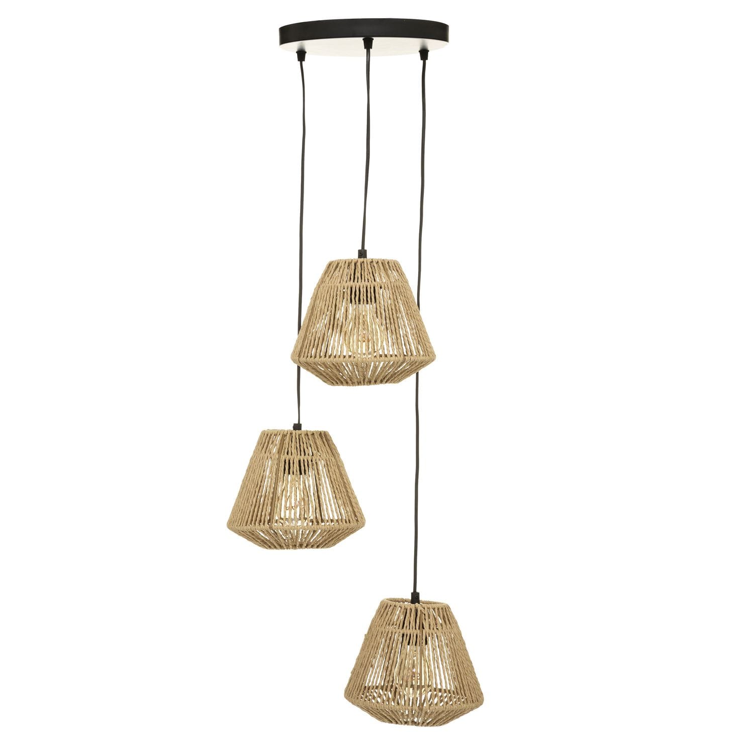 3 suspensions en corde jily - beige