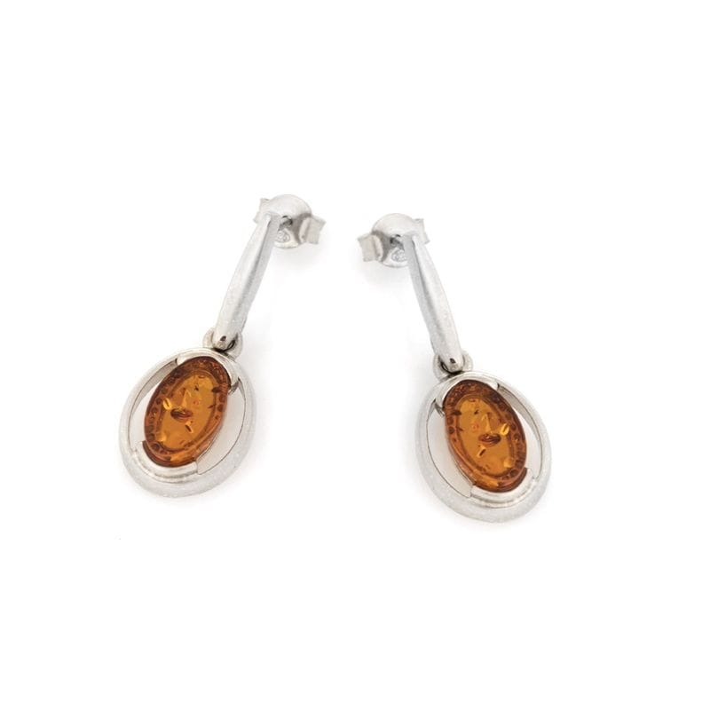 Boucles d'oreilles argent ambre