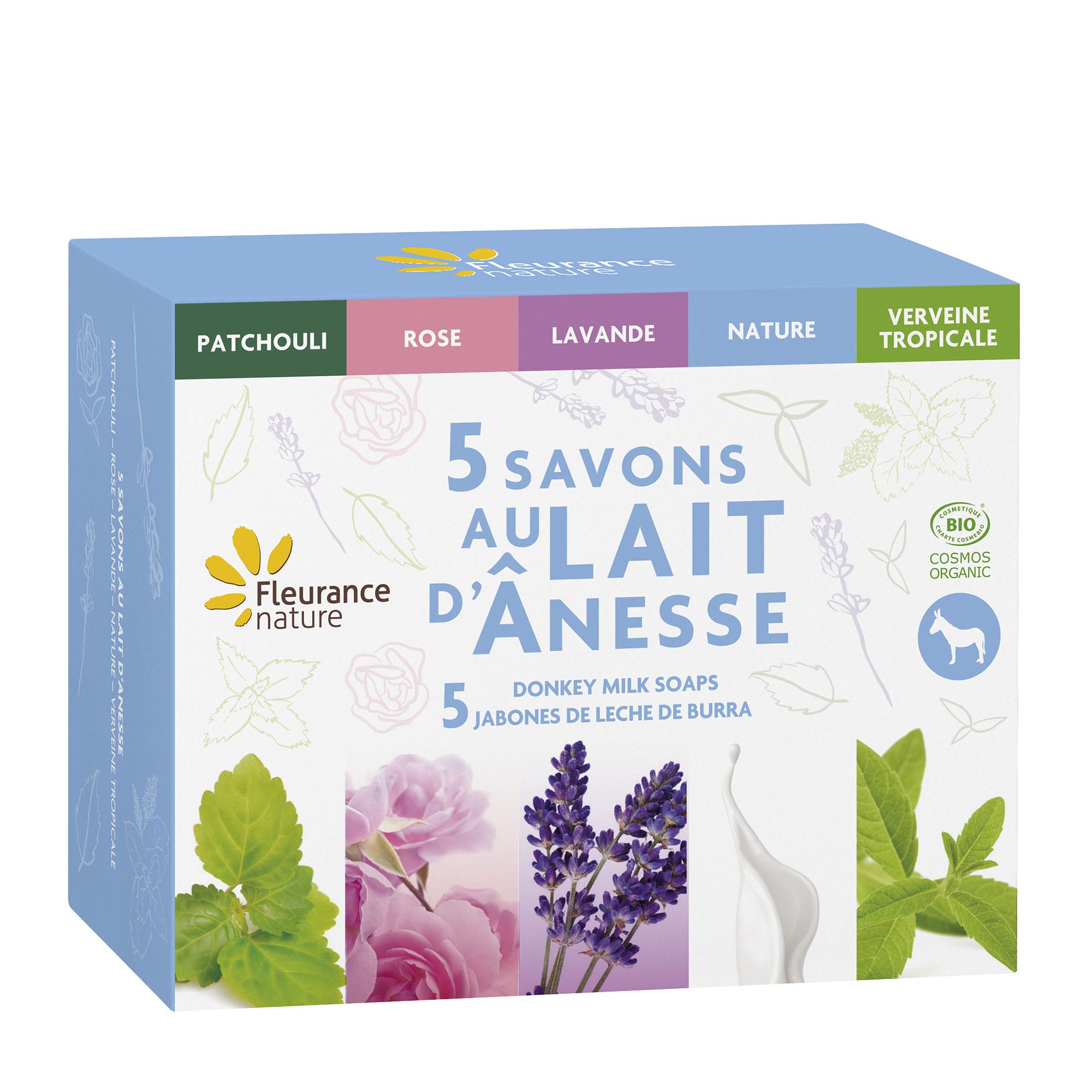 Coffret 5 savons lait d'ânesse bio