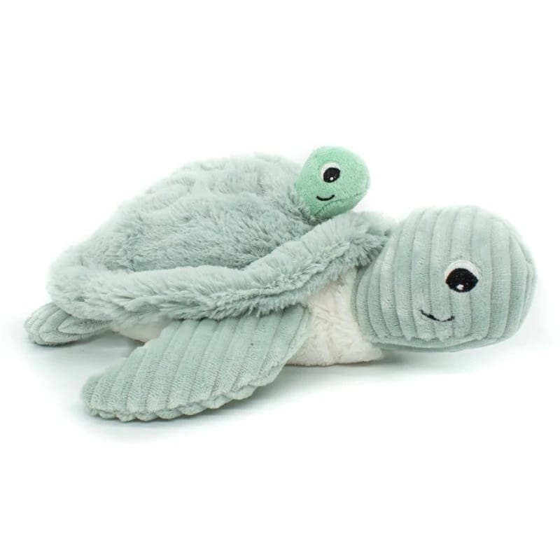 Peluche maman bébé tortue menthe