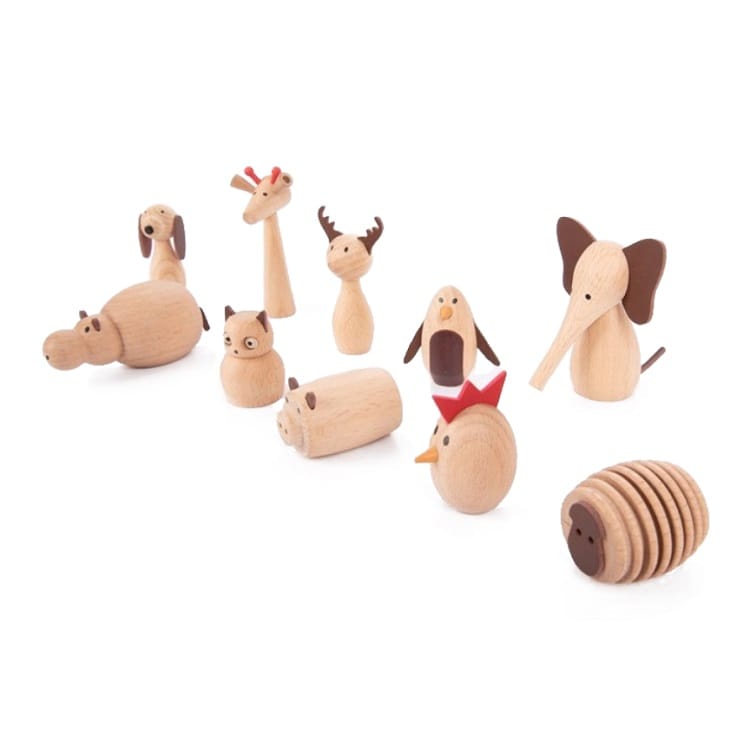 Set de 10 animaux en bois