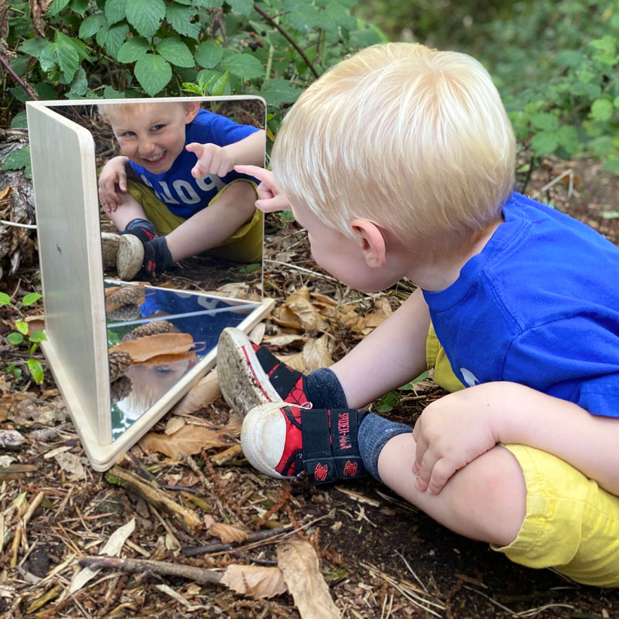 Miroir en bois à 3 faces