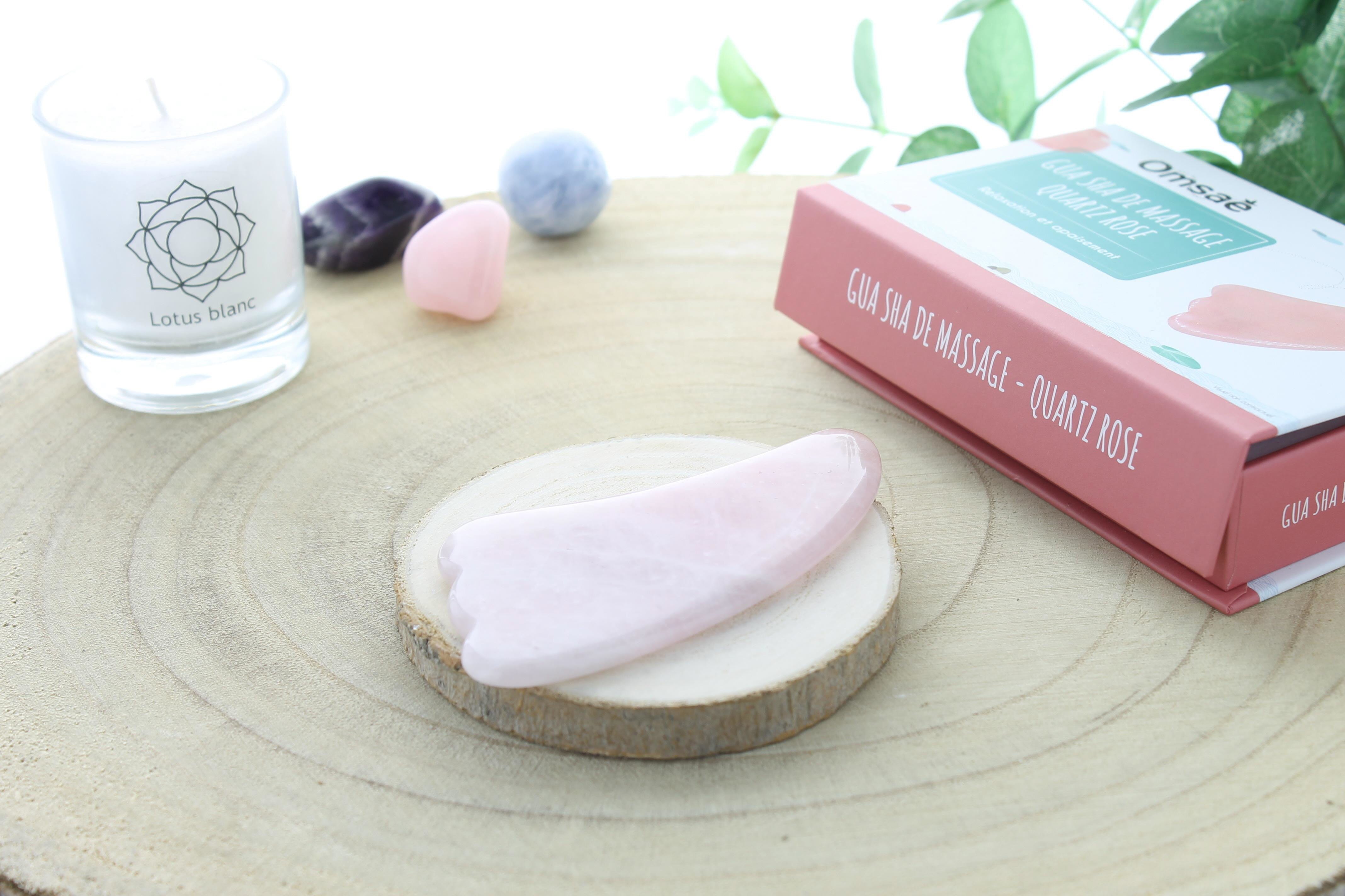 Gua sha palme en quartz rose