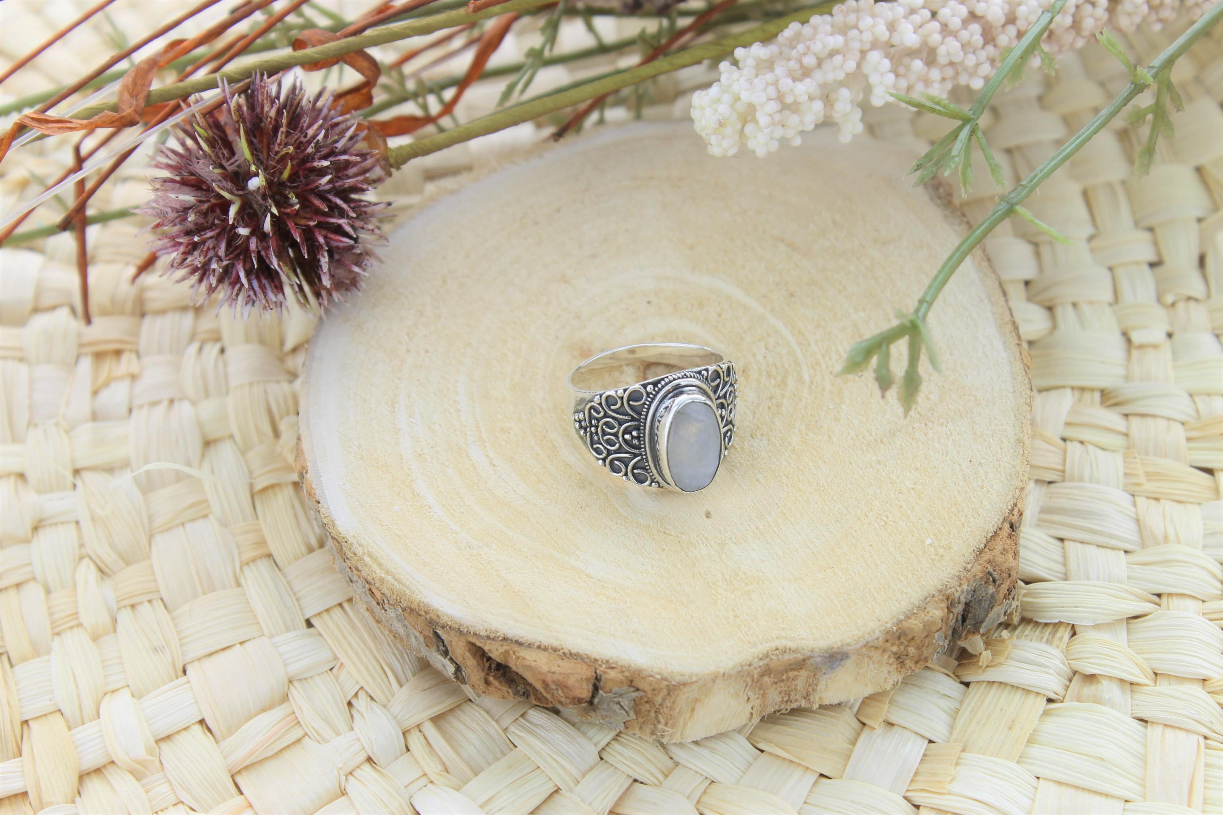 Bague pierre lune argent 925 geshna t52 Nature D couvertes