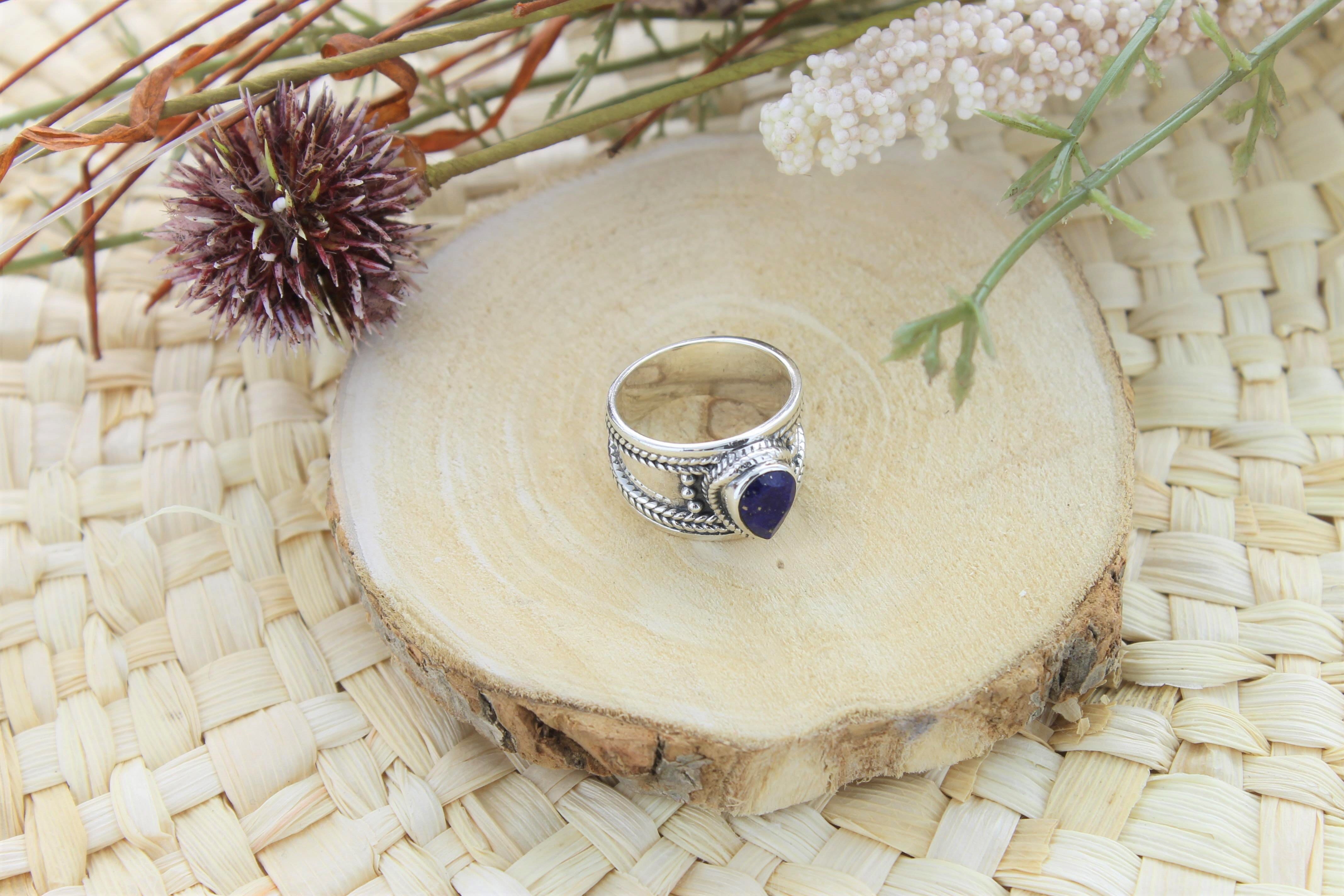 Bague lapis lazuli argent 925 large t52