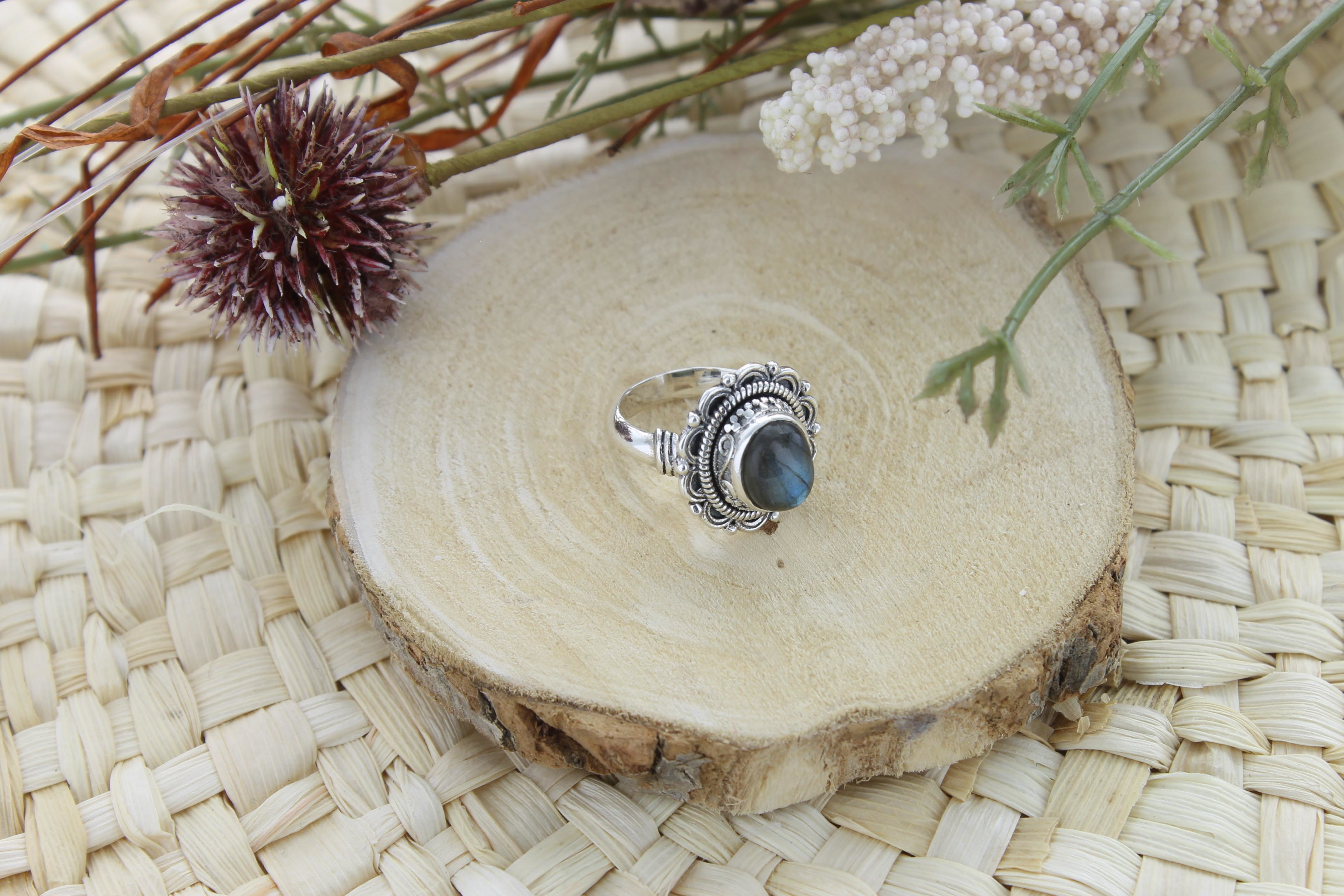 Bague labradorite argent 925 ronde t52