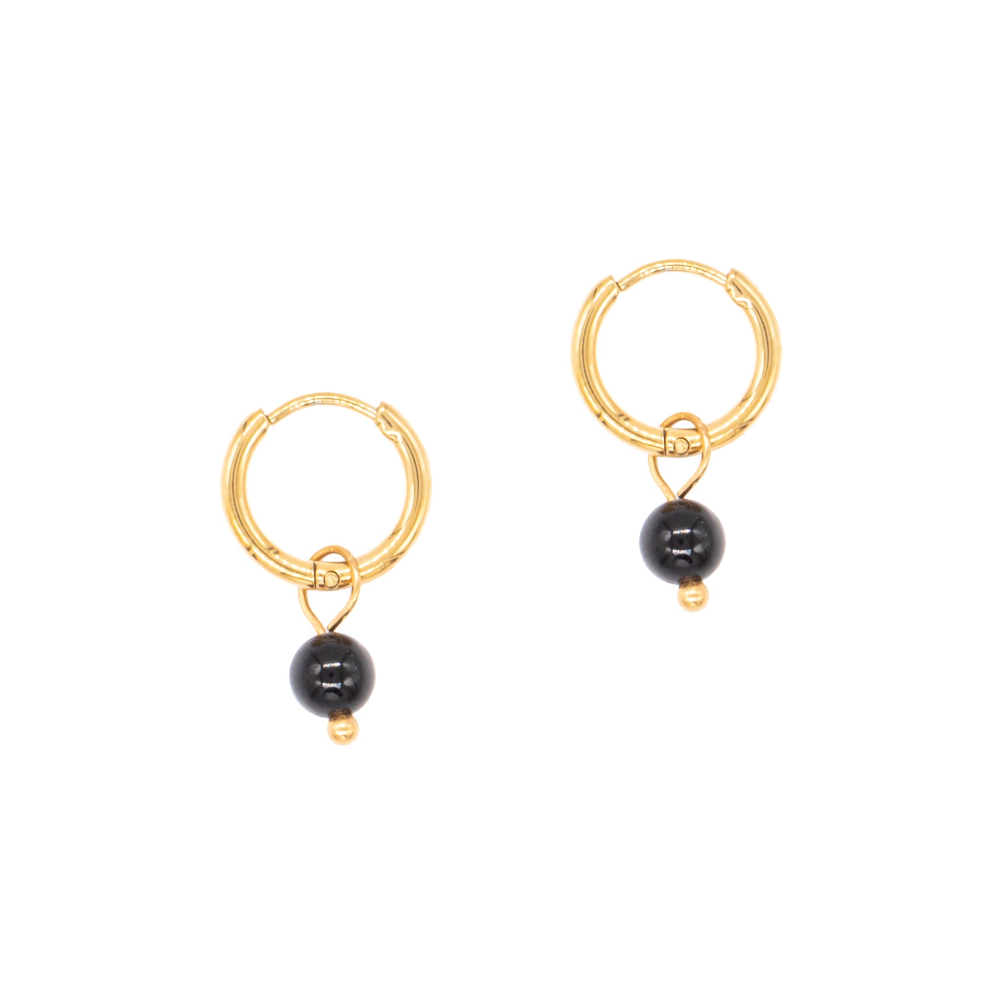 Boucles d'oreilles créoles obsidienne