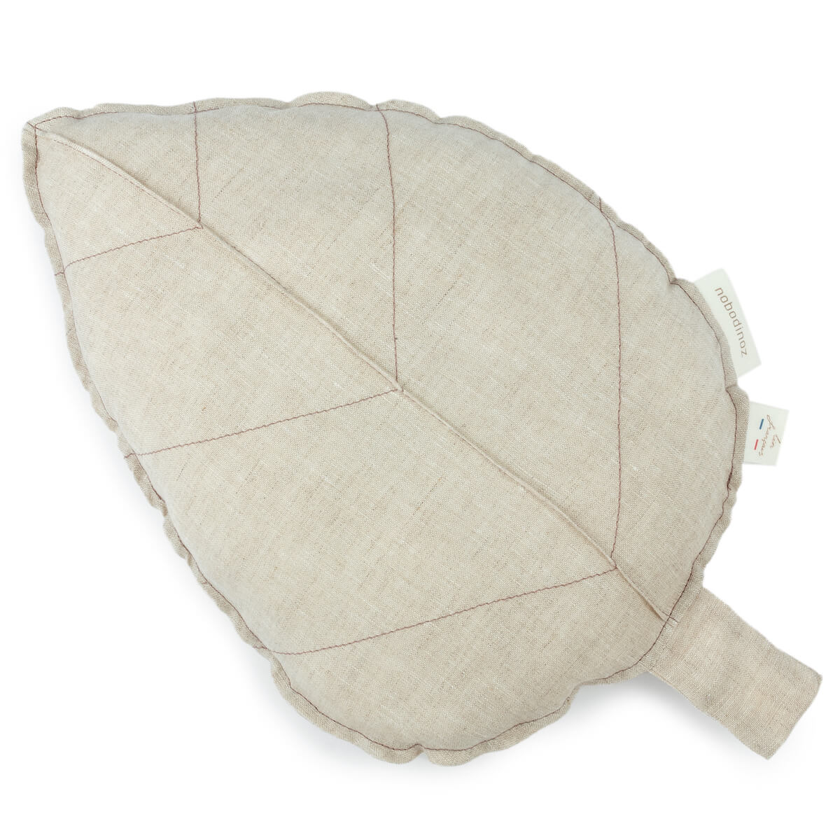 Coussin feuille lin français nobodinoz