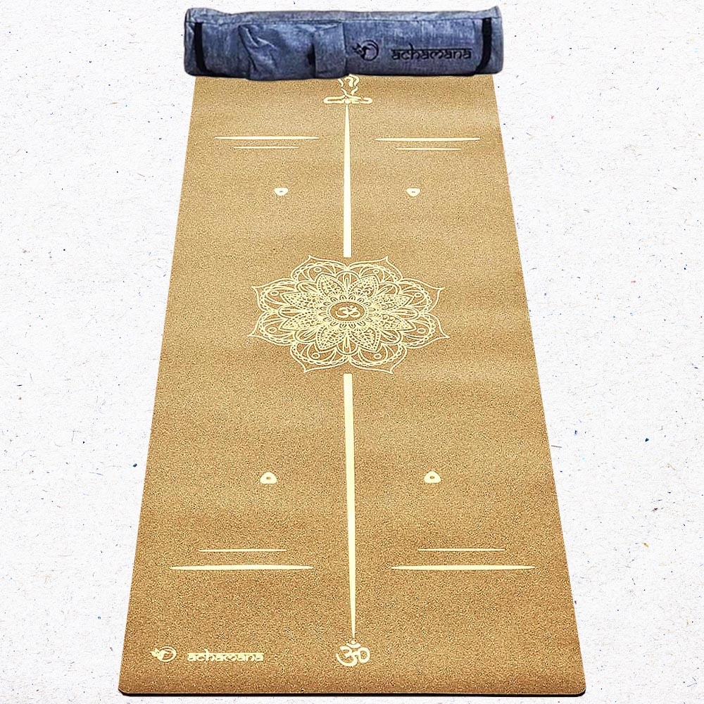 Tapis yoga liège mandala marqueurs + sac