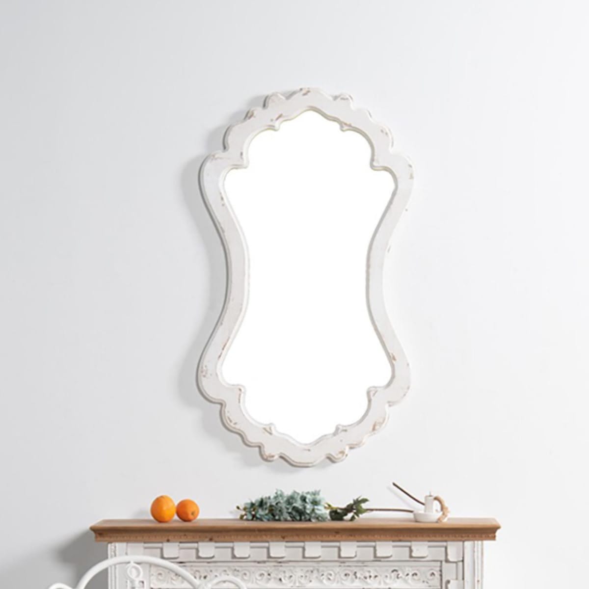 Grand miroir bois blanc 69x2.5x121cm