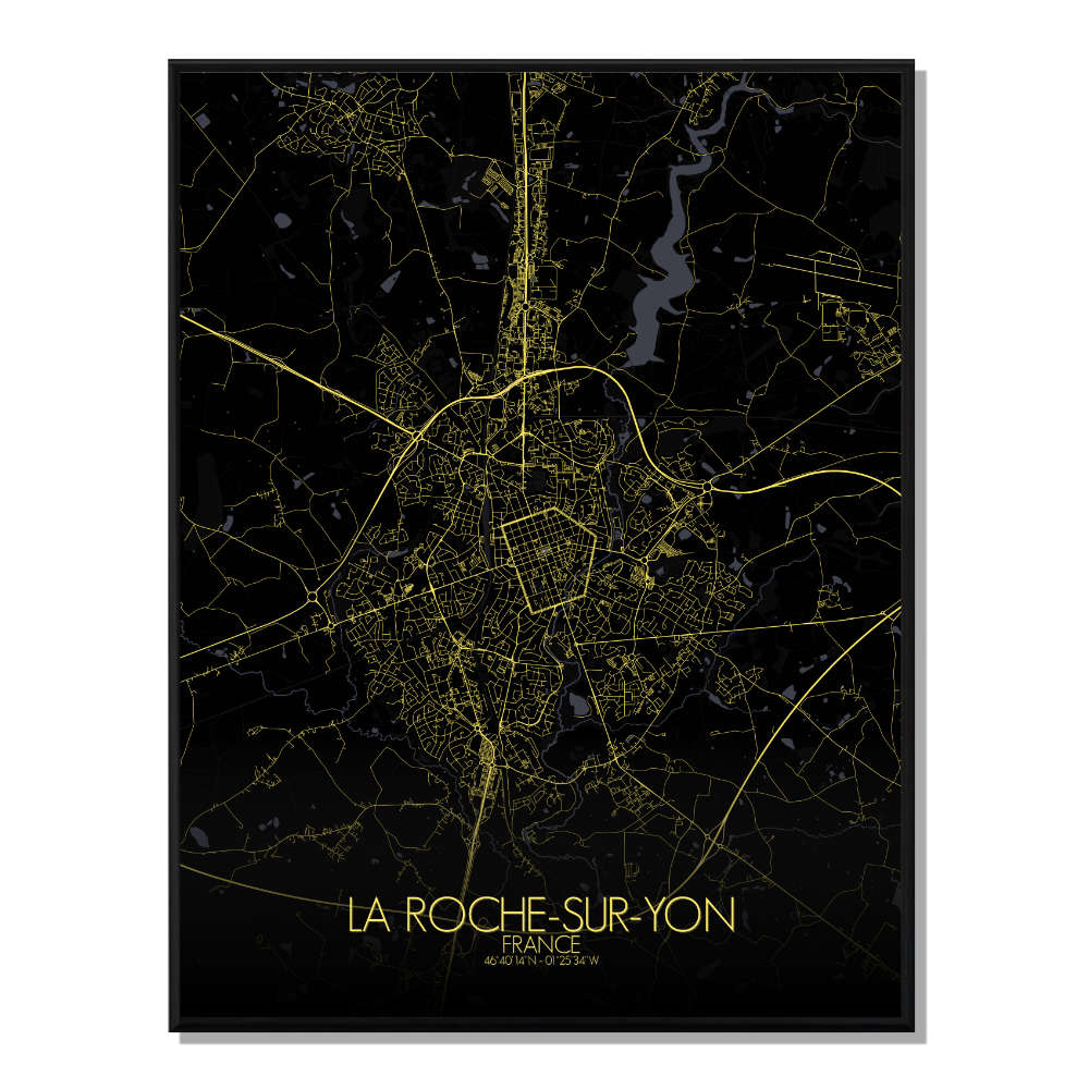 La roche sur yon carte city map nuit