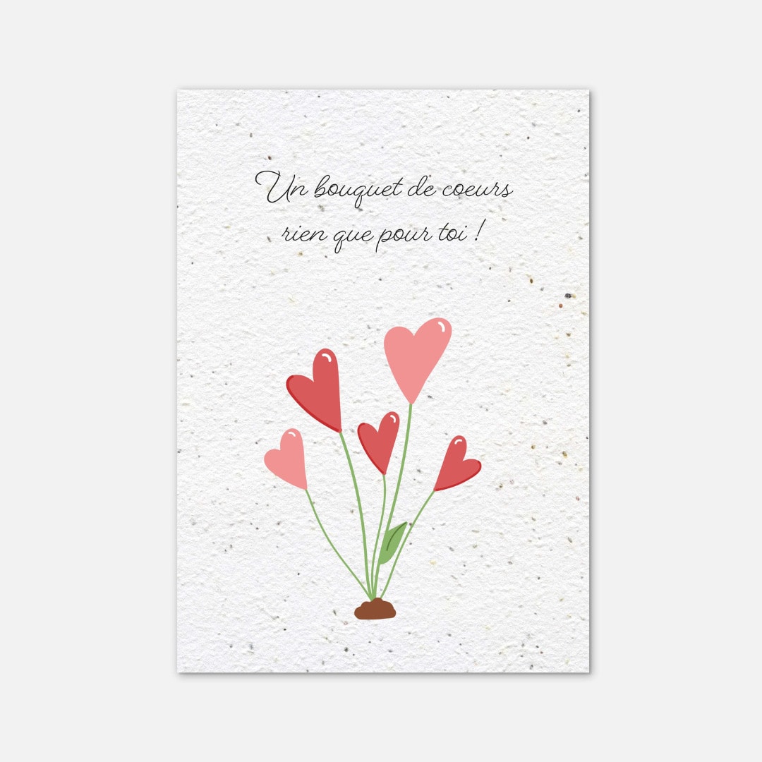 Carte à planter - bouquet de cœurs