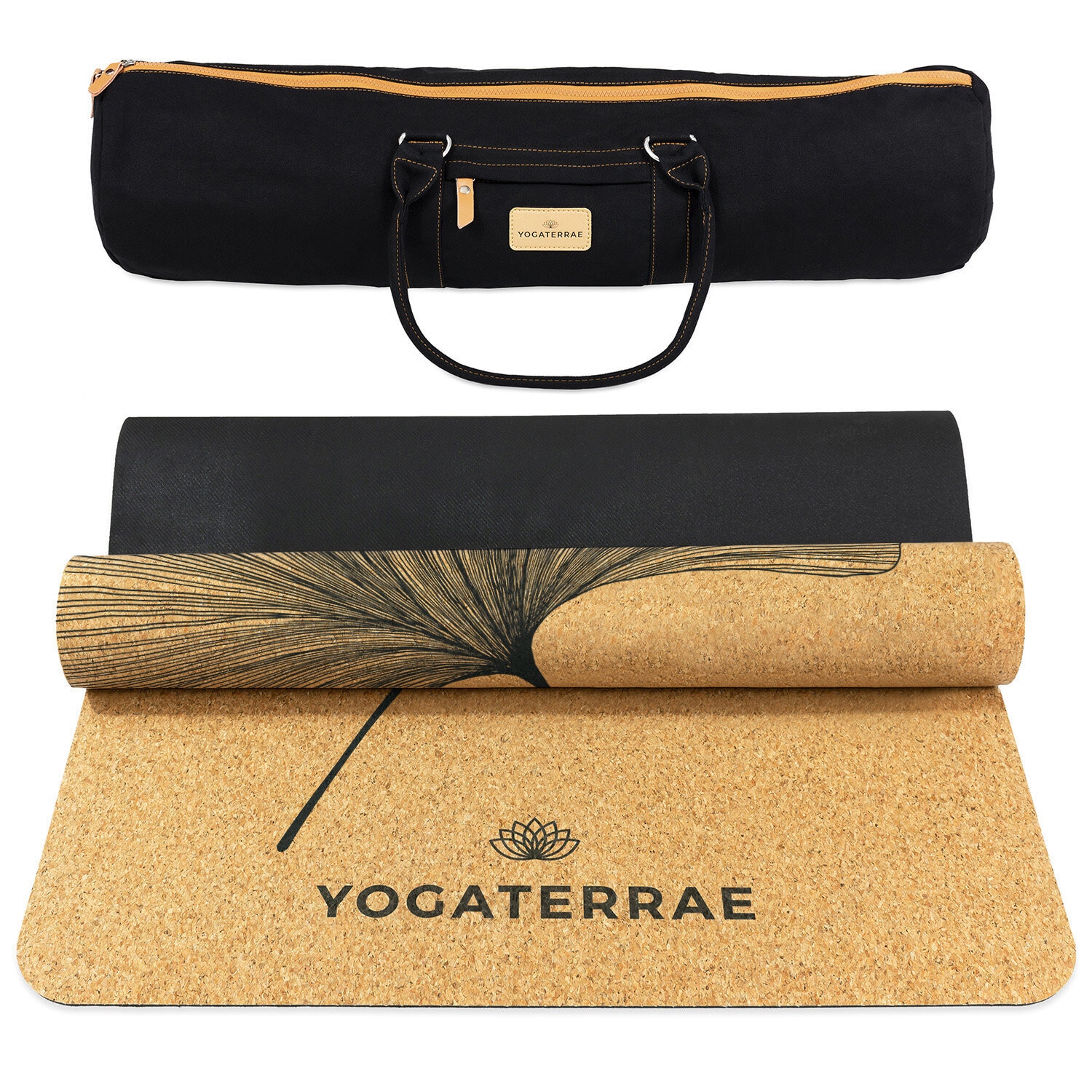 Tapis yoga liège ginkgo yin, sangle, sac