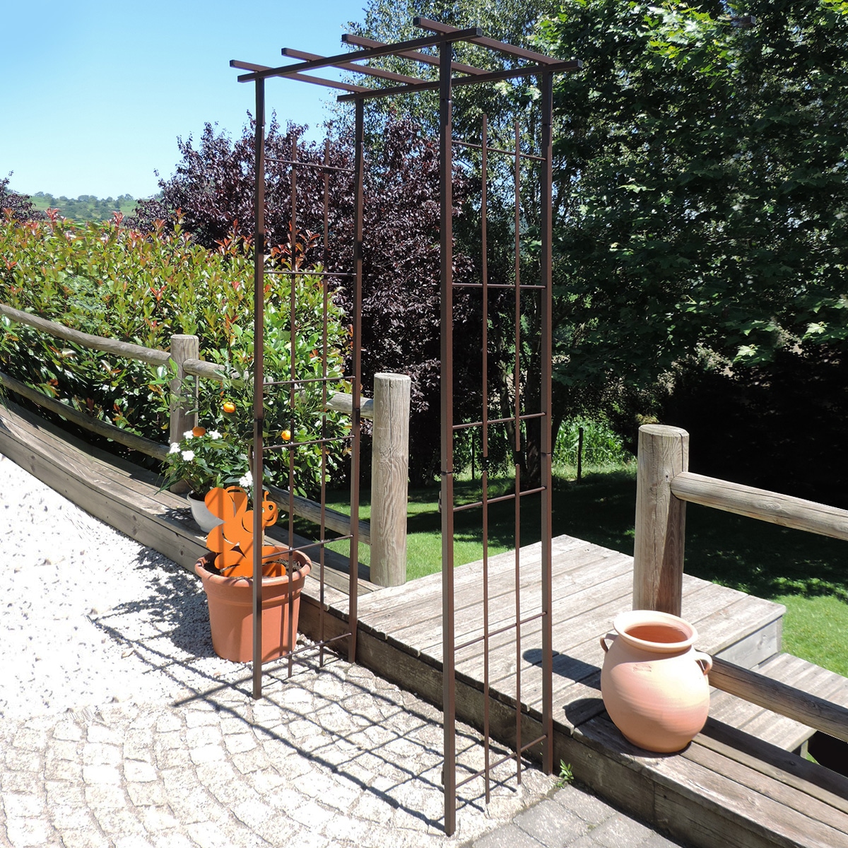 Arche de jardin pergola en fer vieill...