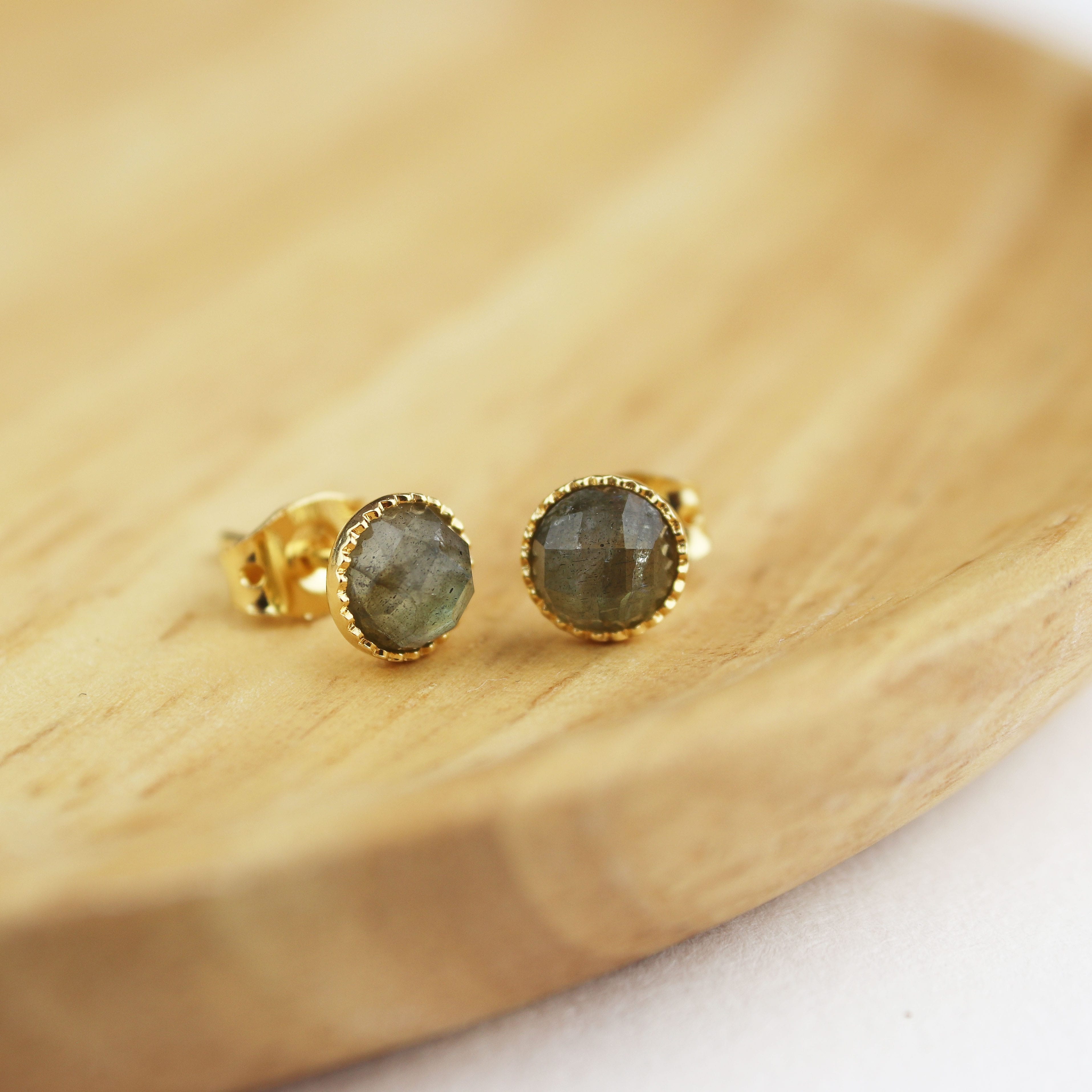 Boucles d'oreilles puces - labradorite