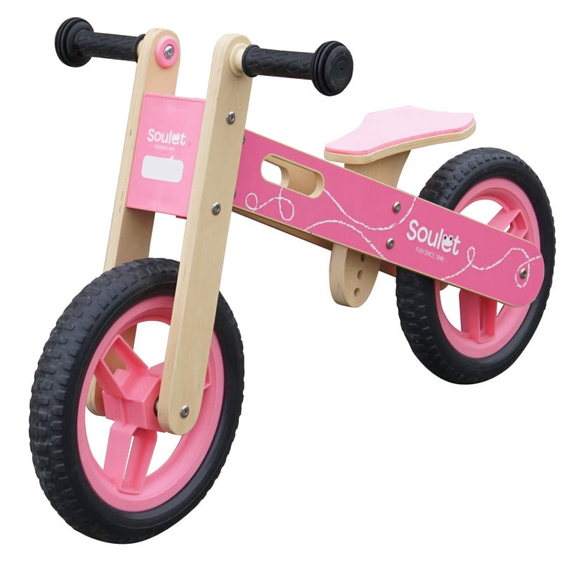 Draisienne en bois pour enfants - rose