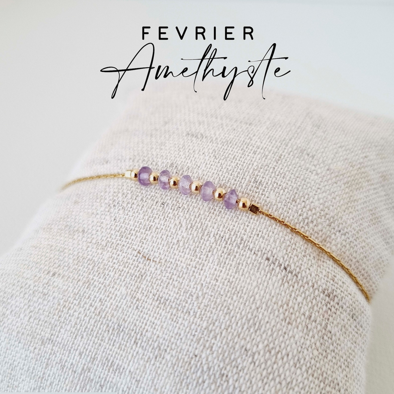 Bracelet or gold filled et améthyste