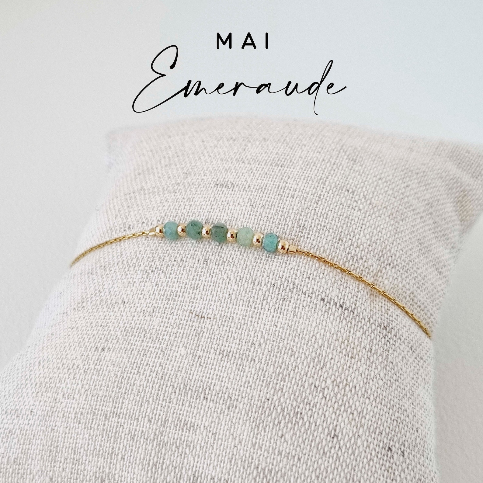 Bracelet or gold filled et emeraude