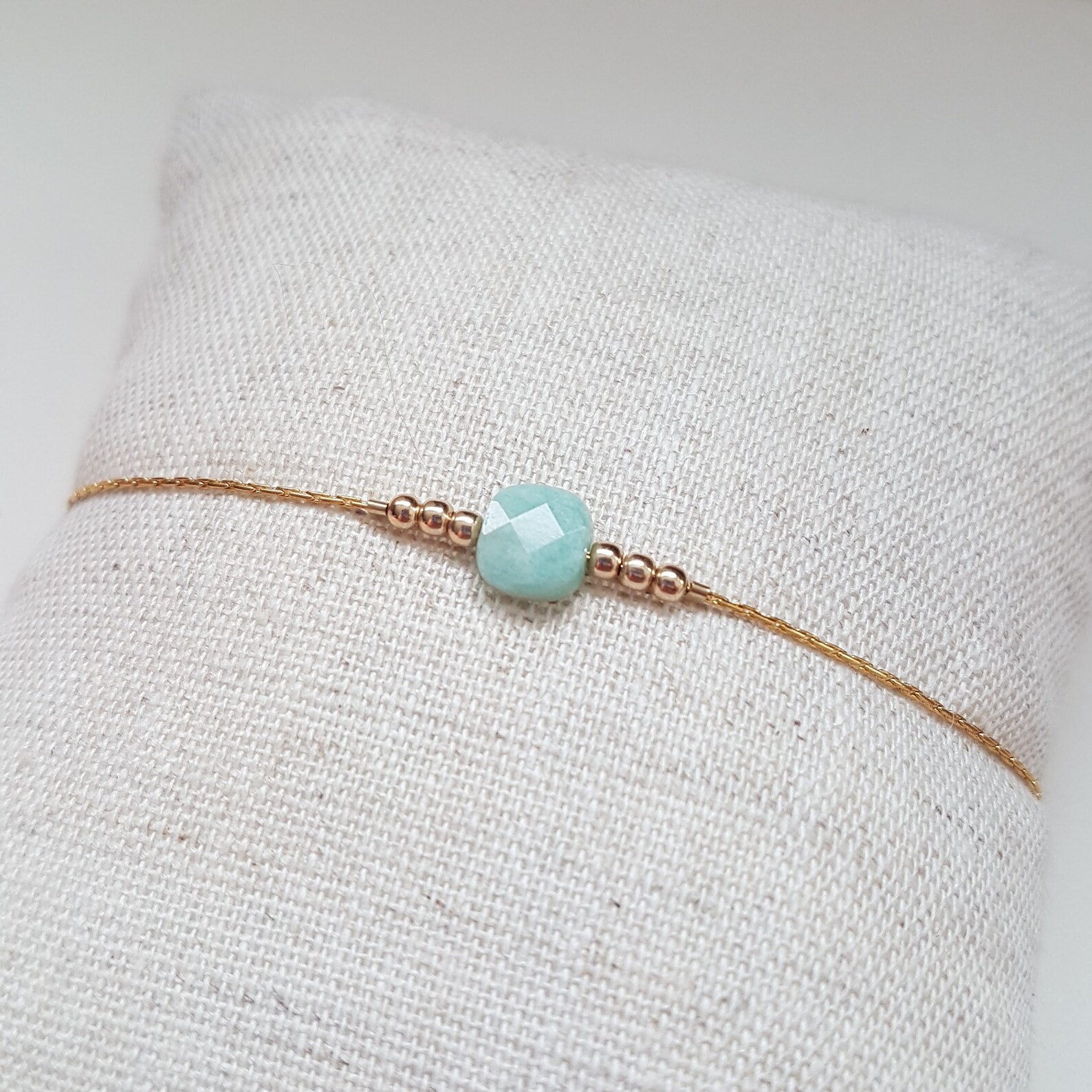 Bracelet or gold filled et amazonite