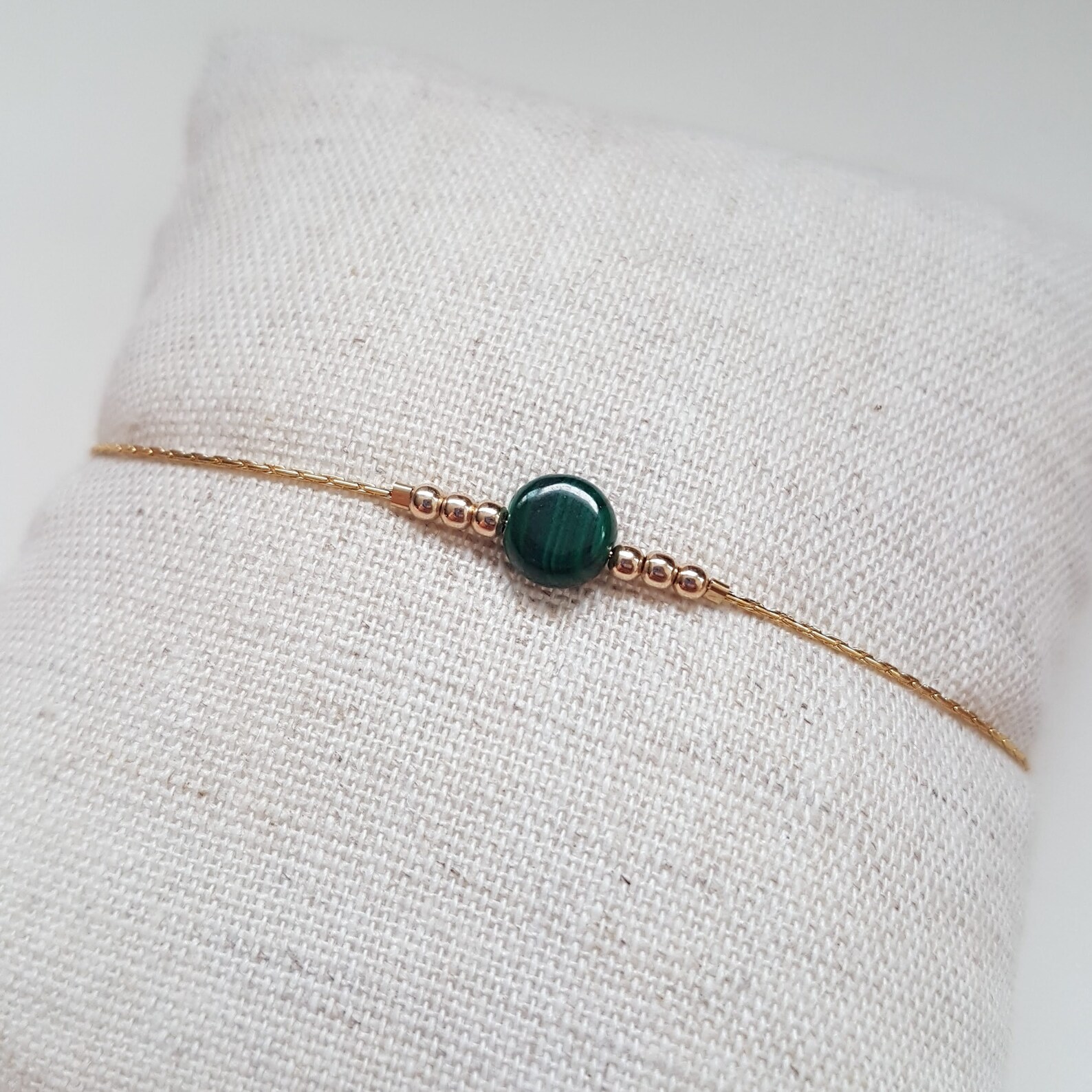 Bracelet or gold filled et malachite