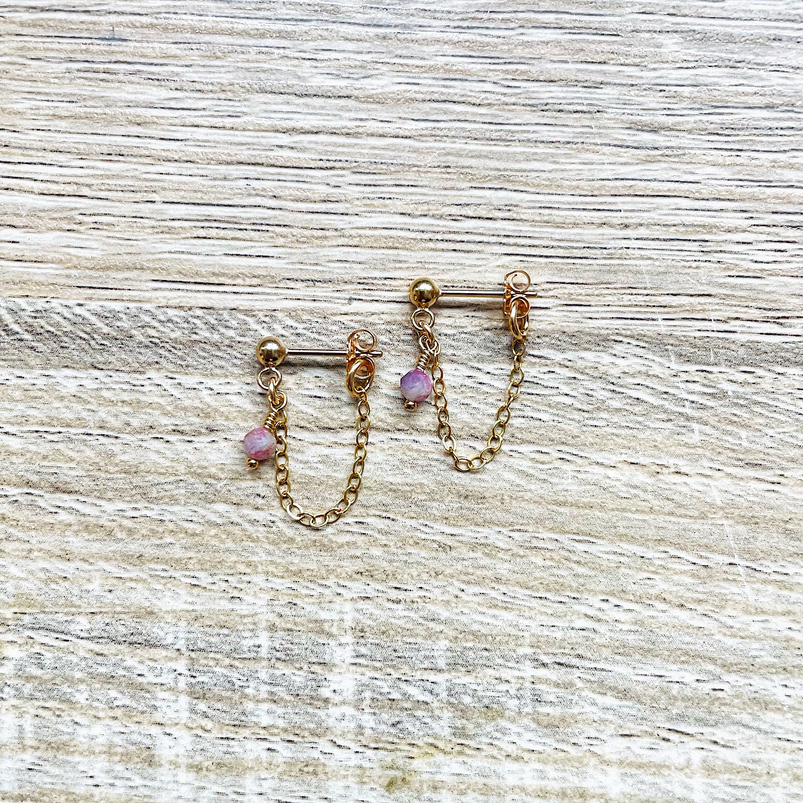 Boules d'oreilles lina tourmaline rose