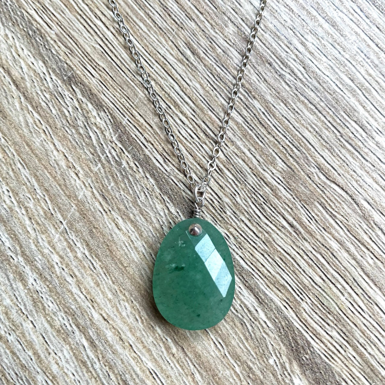 Collier alma aventurine verte argent