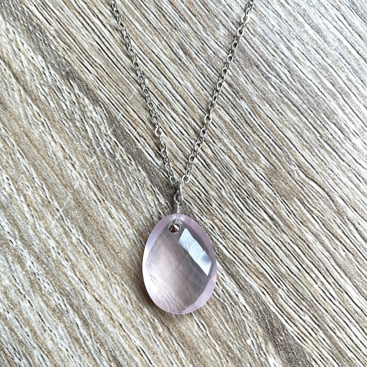 Collier alma quartz rose argent