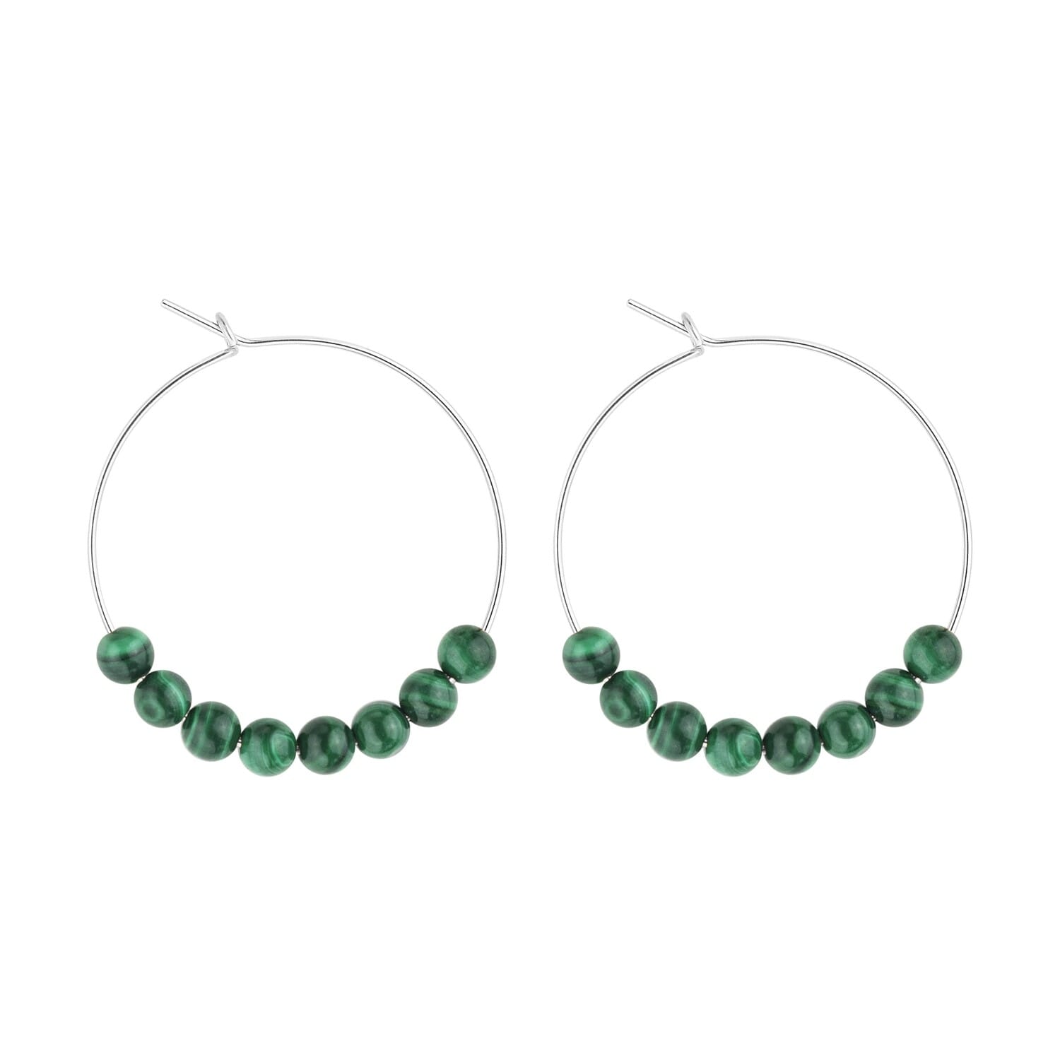 Petites créoles malachite & argent