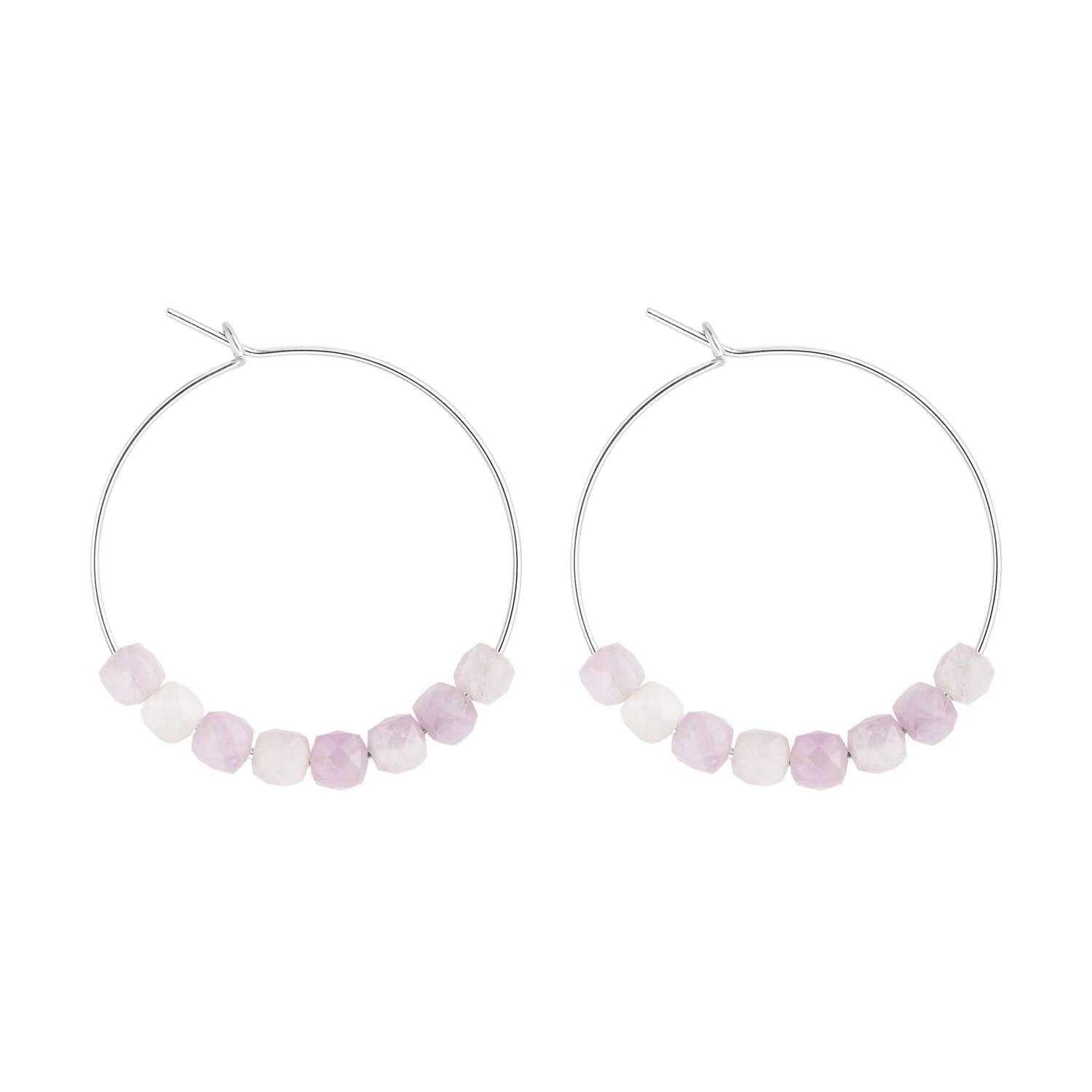 Petites créoles kunzite & argent