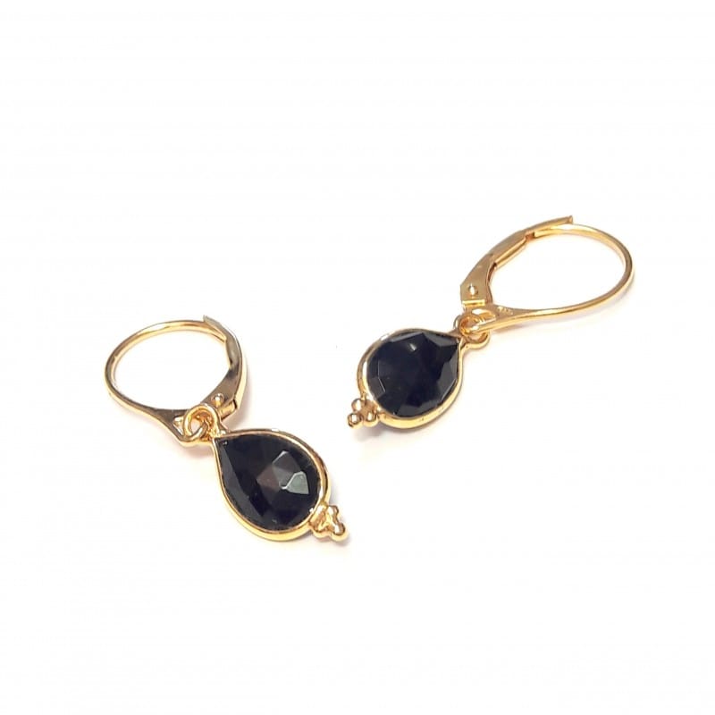 Boucles d'oreilles gaïa onyx argent 925