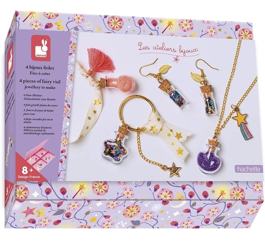 Coffret 4 bijoux fioles de fées à cré