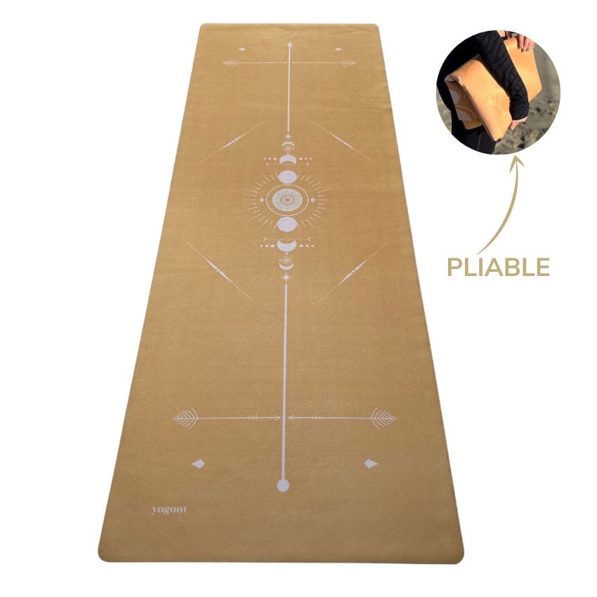 Tapis de yoga voyage totem jaune or