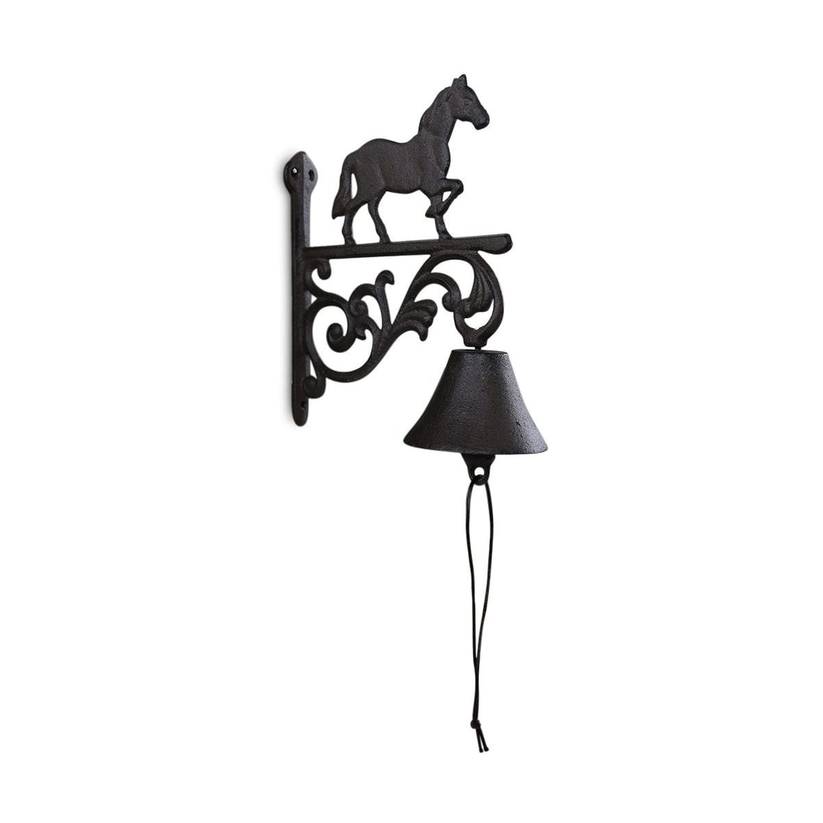 Cloche cheval fonte marron 22x10x26cm -