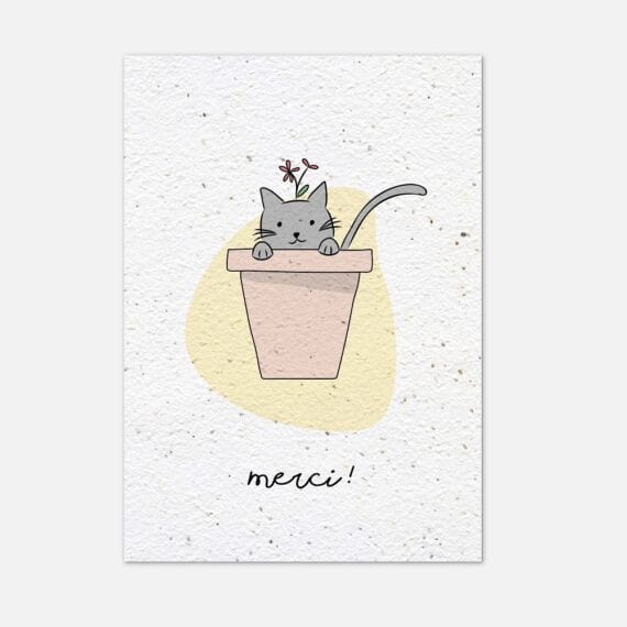 Carte à planter - chat merci