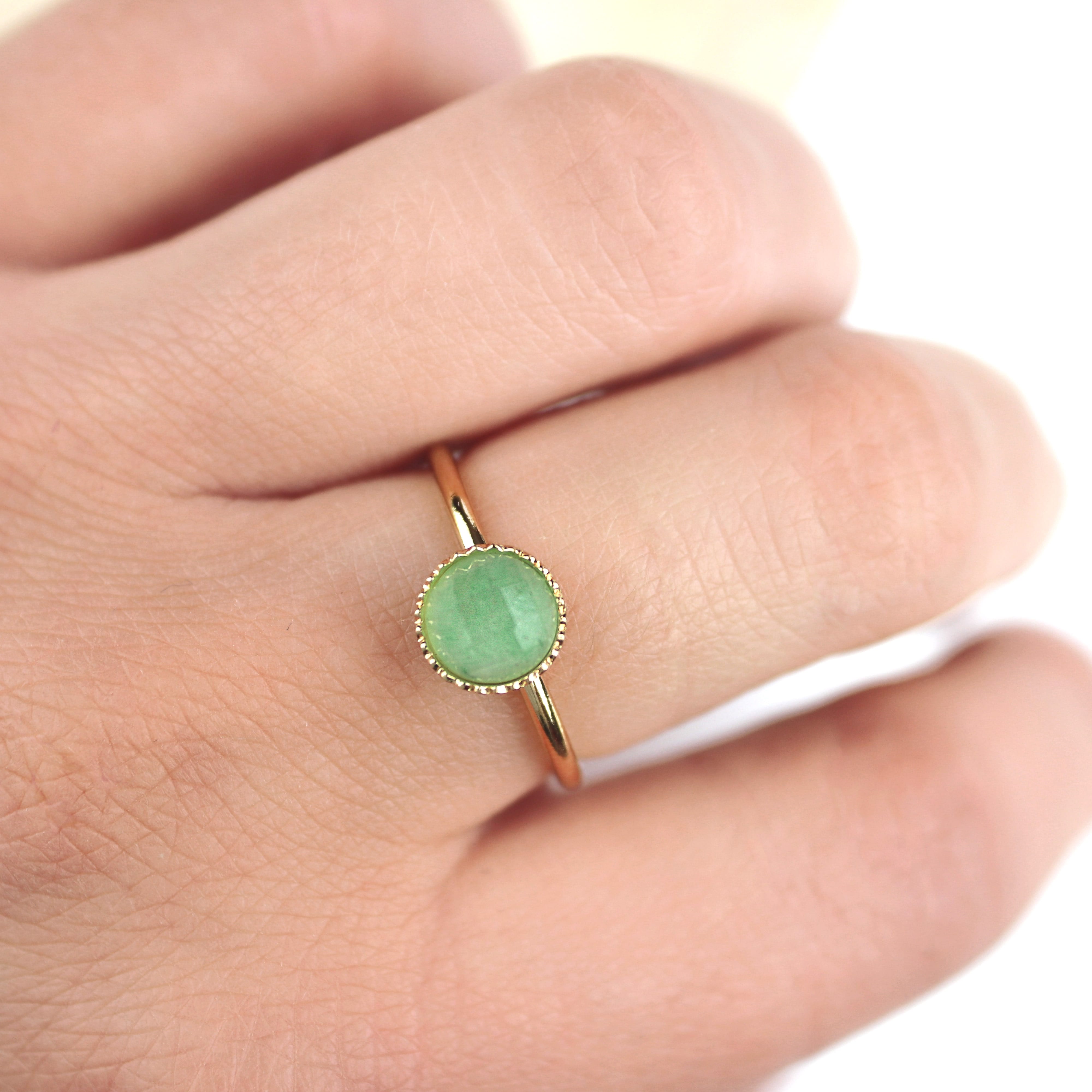 Bague ajustable plaqué or - aventurine